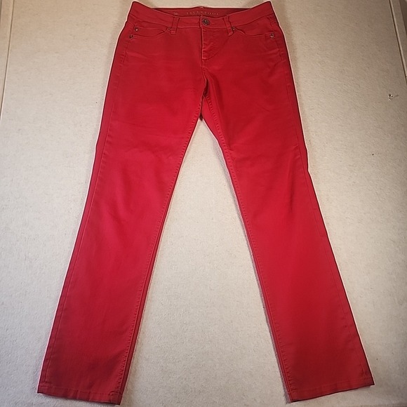 LIVERPOOL Jeans Company Womens Sadie's‎ Straight Size 10 Bright Red Pants Soft - Picture 1 of 11